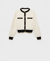 Mango Women's Double Trim Knit Cardigan