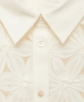 Mango Women's Openwork Floral Textured Shirt