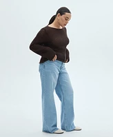 Mango Women's Cotton Openwork Knit Sweater