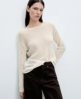 Mango Women's Open-Knit Boat Neck Sweater