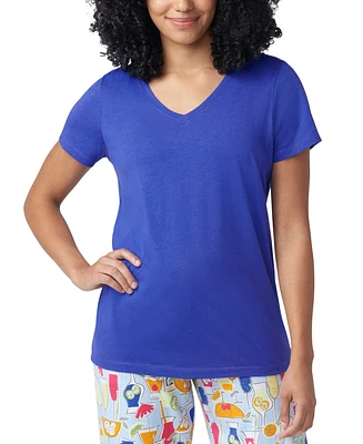 Hue Women's Solid Short-Sleeve V-Neck Pajama T-Shirt
