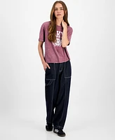 Rebellious One Juniors' Tokyo Mineral Wash Graphic T-Shirt