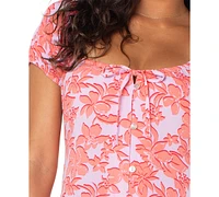 Roxy Shelley Coast Floral-Print Tie-Front Midi Dress