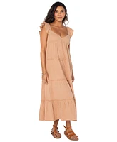 Roxy Juniors' Palmy Days Cotton Smocked-Back Tiered Midi Dress
