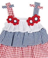 Rare Editions Baby Girls 2-Piece Americana Top and Seersucker Shorts Set