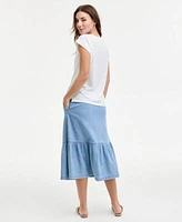 Jones New York Womens Lace Trim Top Tiered Skirt
