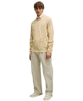 Boss by Hugo Men's Crinkled Knit V-Neck Sweater
