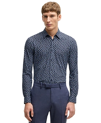 Boss by Hugo Men's Floral Print Slim Fit Dress Shirt