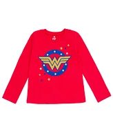 Justice League Little Girls Dc Comics Batman Superman Wonder Woman 3 Pack Long Sleeve T-Shirts Toddler|Child