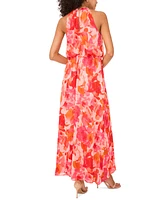 Msk Women's Printed Chiffon Blouson Maxi Dress