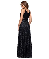 Xscape Petite Sleeveless Floral-Textured Gown