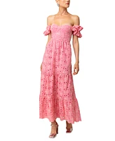 Line & Dot Women's Tasia Off-The-Shoulder Embroidered Cotton Dress
