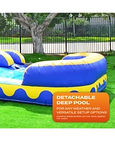 JumpOrange 18 Dolphin Splash Commercial Grade Water Slide with Attached Deep Pool for Kids and Adults (with Blower), Outdoor Inflatable, Summer, Wet D