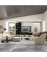 Multifunctional Tv stand with stitching design, media console with tri-color light strip, wooden entertainment center