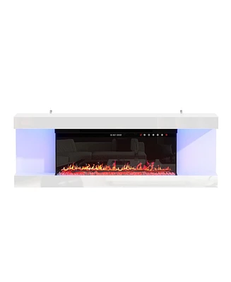 40-inch electric fireplace, recessed fireplace,1500W,white Tv stand