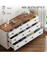6 Drawers Cabinet for Barthroom, 59" Wood Storage Chest