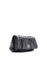 Pre-Owned Balenciaga Medium Monaco Chain Flap Shoulder Bag Quilted Leather