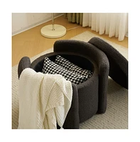 Boucle Storage Ottoman – Soft Lamb Fleece Footrest with Hidden for Living Room or Bedroom, Durable and Stylish Design-The Pop Home