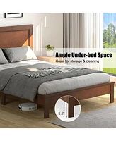 Full Size Platform Slat Bed Frame with High Headboard