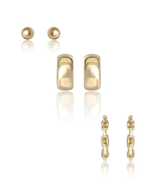 Jessica Simpson Gold-Tone Stud and Hoop Earring Set