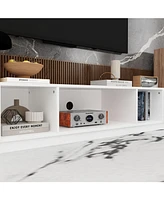 Tv stand with 2 drawers, white wood entertainment center, multi-purpose media console