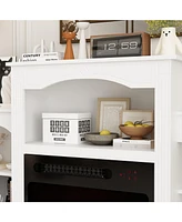 23" electric fireplace, recessed fireplace, 1500 watts, white Tv cabinet with seven storage compartments
