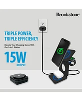 Brookstone Ultra Compact Foldable 3-in-1 Wireless Charging Station for Phone, Apple Watch, and Airpods