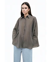 Nocturne Women's Embroidered Flowy Shirt