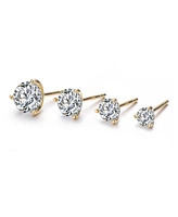 Sterling Silver Cubic Zirconia Solitaire Stud Earrings