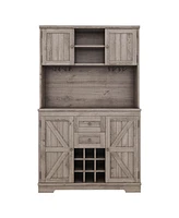 Coffee Bar Cabinet Kitchen with Storage, Farmhouse Wine Drawers shelves and cabinets, Buffet & Glass Racks for Dinin