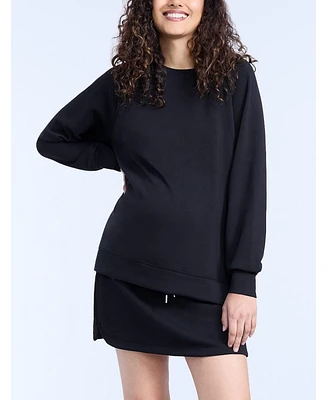 Motherhood Maternity Long Sleeve With Side Slits Scuba Raglan Top