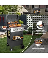 Mondawe 3-Burner Free Standing Stailless Liquid Propane 30000 Btu Gas Grill with Cabinet