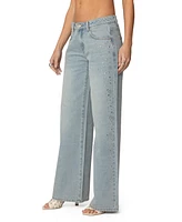 Edikted Women's Everly Studded Low Rise Jeans