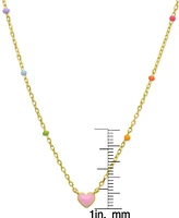 Lily Nily Girls Pink Enamel Heart Necklace in 18K Gold over Sterling Silver
