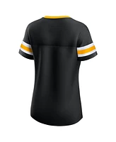 Fanatics Women's Black Boston Bruins Iconic Athena Lace-Up T-Shirt