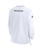 Nike Men's White Seattle Seahawks 2023/24 Sideline Repel V-Neck Long Sleeve Pullover Windshirt