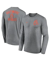 Nike Men's Heather Charcoal Baltimore Orioles 2-Hit Legend Performance Long Sleeve T-Shirt