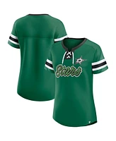 Fanatics Women's Kelly Green Dallas Stars Iconic Athena Lace-Up T-Shirt