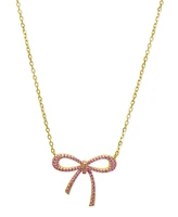 Lily Nily Girls Lab Ruby Bow Necklace in 18K Gold over Sterling Silver