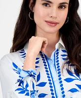 I.n.c. International Concepts Petite Cotton Floral-Print Blouse, Exclusively at Macy's