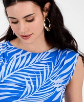 I.n.c. International Concepts Petite Printed Side-Ruched Mesh Tank Top, Exclusively at Macy's