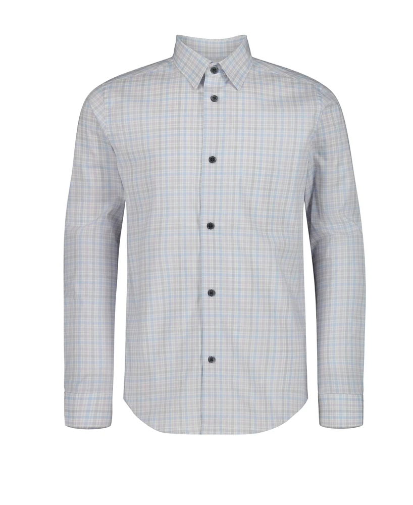 Calvin Klein Big Boys Long Sleeve Stretch Multi Plaid Shirt