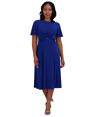 Jessica Howard Petite Round-Neck Midi Jersey Dress