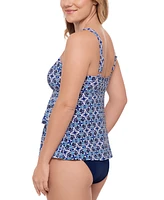 Swim Solutions Women's High-Low Double-Tier One-Piece Swimsuit, Exclusively at Macy's