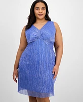 Connected Plus Metallic Pleated Sheath Dress