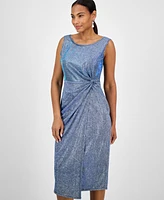 Connected Women's Metallic Side-Twist Sleeveless Dress