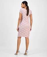 Connected Sequined Lace Sweetheart Sheath Dress