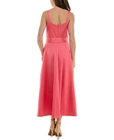 Taylor Women's Floral-Trim Bow-Waist Midi Dress