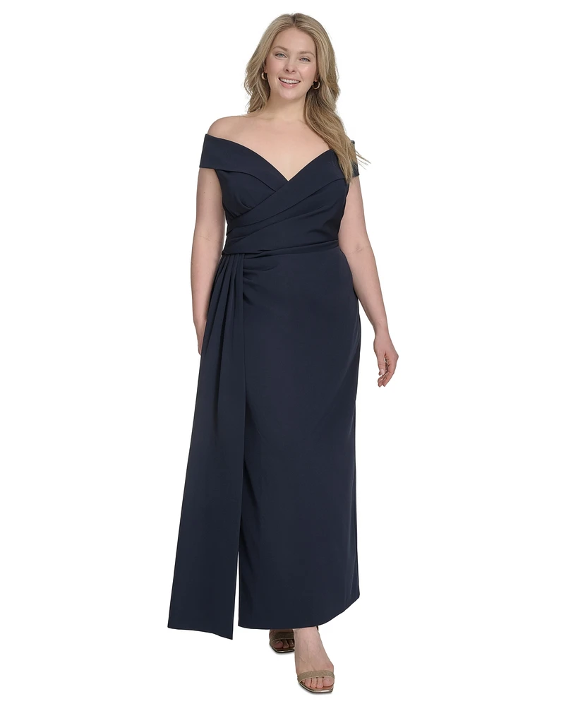 Eliza J Plus Off-The-Shoulder Sweetheart Side-Split Gown