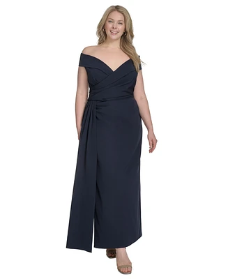 Eliza J Plus Off-The-Shoulder Sweetheart Side-Split Gown